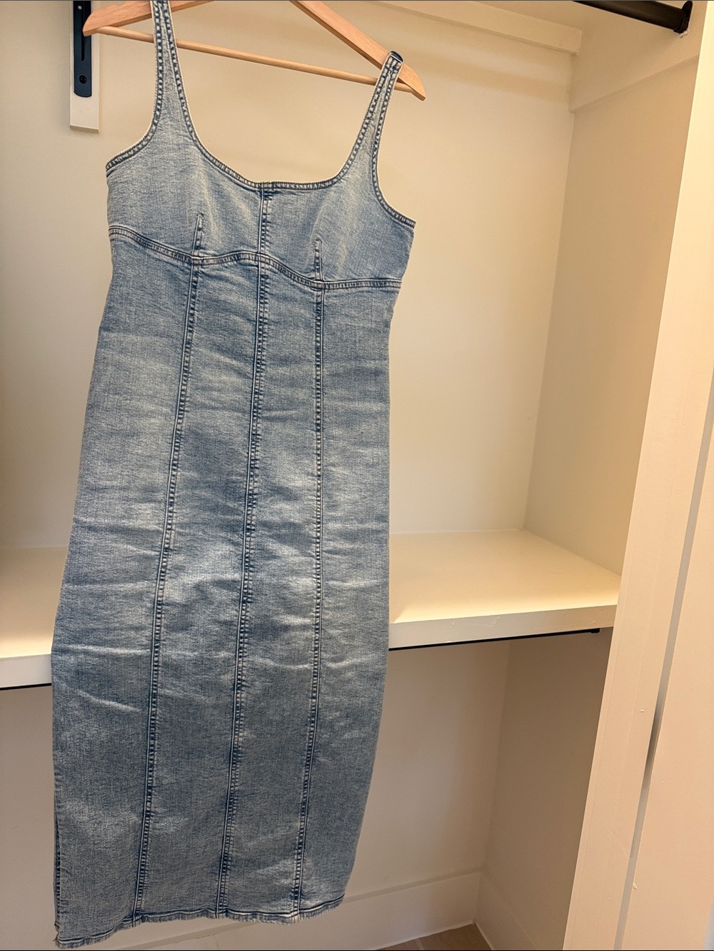 wild fable Light Blue Denim Midi Dress with Scoop Neck